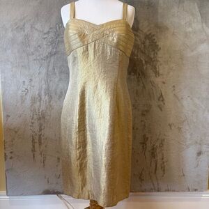 Jessica Howard Elegant Gold Cocktail Glitter Shimmery Sleeveless Dress Sz 8P